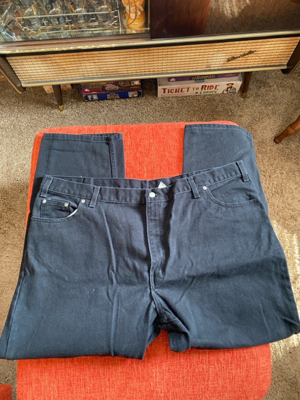 VTG 90's Faded Glory Black Denim Workwear Jeans Painter